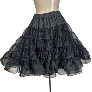 VTG Fancy Frills Black Full Two Tier 65 Yds Sparkle Petticoat Square Dance